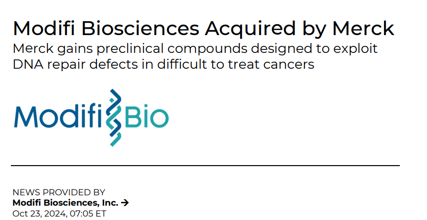 Merck Acquires Modifi Biosciences to Target DNA Repair Defects in Cancer Therapies