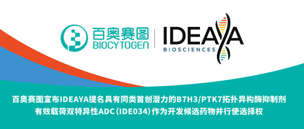 Biocytogen’s First-in-Class B7H3/PTK7 Bispecific ADC Option Exercised by IDEAYA Biosciences