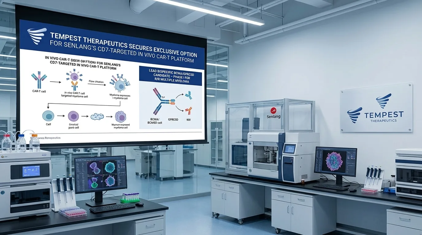 Tempest Therapeutics Secures Exclusive Option to License Senlang's CD7‑Targeted In Vivo CAR‑T Platform – Lead Bispecific BCMA/GPRC5D Candidate in Phase I for Relapsed/Refractory Multiple Myeloma